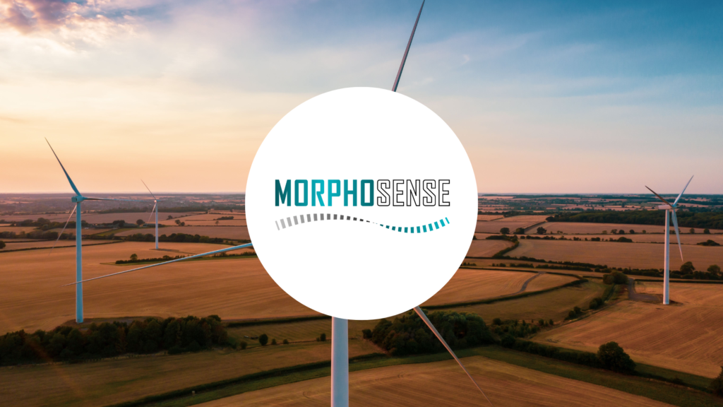 logo Morphosense sur un fond d'éoliennes dans des champs